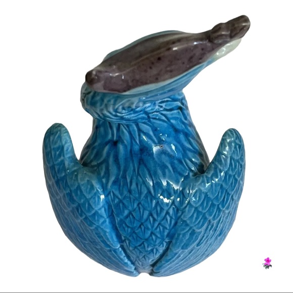 Vintage Ho-o Bird Mythical Creature (Phoenix) Turquoise Ceramic Glazed Figure - Picture 9 of 12